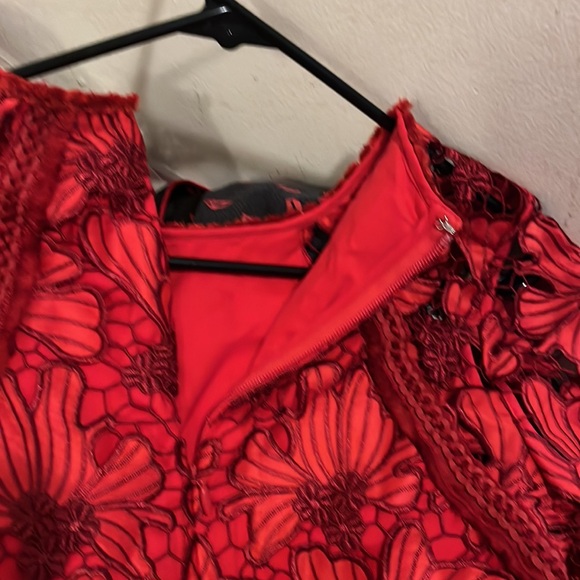 Alexis Franchesca Florl Red Lace Mini Dress M - Picture 11 of 11